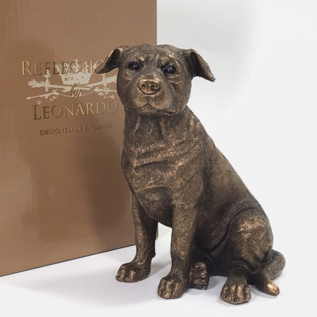 Animal Crackers Staffordshire Bull Terrier Bronze Effect Dog Figurine From The Reflections Bronzed Range By Leonardo, In Quality Gold Gift Box - image 1