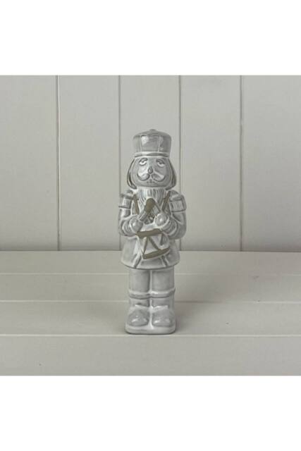 KDMD Festive Glazed Ceramic Nutcracker Ornament with Textured Detail - 21mm in Grey - image 1