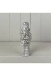 KDMD Festive Glazed Ceramic Nutcracker Ornament with Textured Detail - 21mm in Grey - thumbnail 2