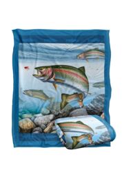 JQ Licensing Trout Fishing Scene Silky Touch Super Soft Throw Blanket 152 X 127 cm in White - thumbnail 2