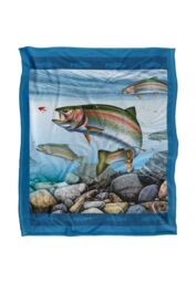 JQ Licensing Trout Fishing Scene Silky Touch Super Soft Throw Blanket 152 X 127 cm in White - thumbnail 1