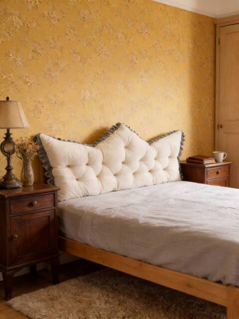 Living and Home Crown-Shaped Ruffled Bed Headboard Pillow in White - Size: Small - image 1