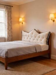 Living and Home Crown-Shaped Ruffled Bed Headboard Pillow in White - Size: Small - thumbnail 3