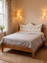 Living and Home Crown-Shaped Ruffled Bed Headboard Pillow in White - Size: Small - thumbnail 2