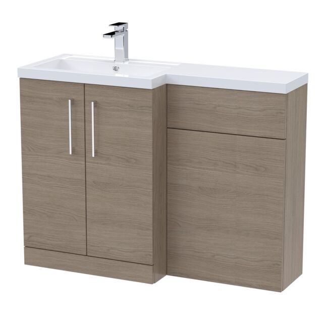 Balterley Bathroom Vanity Basin & WC Unit Left Hand Solace Oak 1100mm x 390mm in Brown - image 1