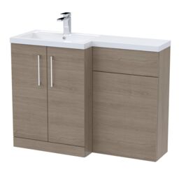 Balterley Bathroom Vanity Basin & WC Unit Left Hand Solace Oak 1100mm x 390mm in Brown - thumbnail 1