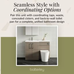 Balterley Bathroom Vanity Basin & WC Unit Left Hand Solace Oak 1100mm x 390mm in Brown - thumbnail 7