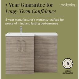 Balterley Bathroom Vanity Basin & WC Unit Left Hand Solace Oak 1100mm x 390mm in Brown - thumbnail 6