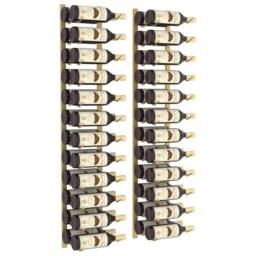 Berkfield Home Wall Mounted Wine Rack for 24 Bottles 2 pcs Gold Iron - thumbnail 3