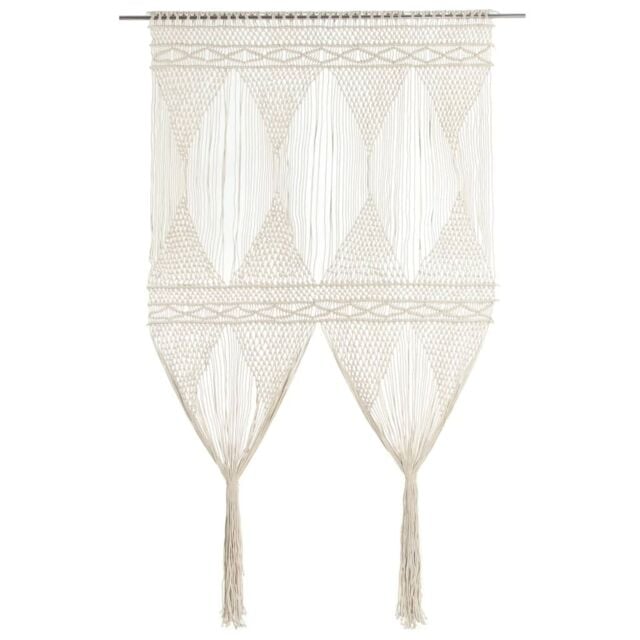 Berkfield Home Macrame Curtain 140x240 cm Cotton in Cream - image 1