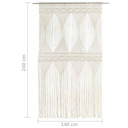 Berkfield Home Macrame Curtain 140x240 cm Cotton in Cream - thumbnail 5