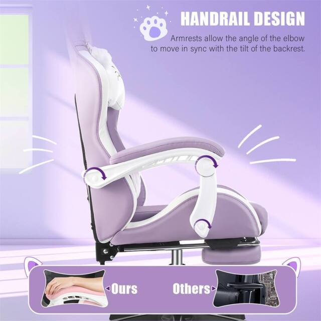 NESTLUNE Purple Gaming Chair with Cat Ears - Size: 100 cm x 15 cm - image 1