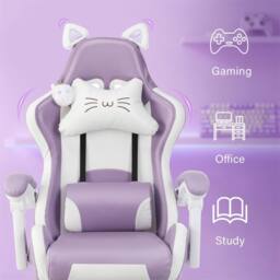 NESTLUNE Purple Gaming Chair with Cat Ears - Size: 100 cm x 15 cm - thumbnail 5