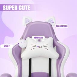 NESTLUNE Purple Gaming Chair with Cat Ears - Size: 100 cm x 15 cm - thumbnail 3