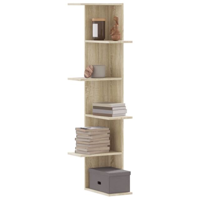 Berkfield Home Wall Corner Shelf Sonoma Oak 36.5x36.5x140 cm Engineered Wood in Brown - image 1