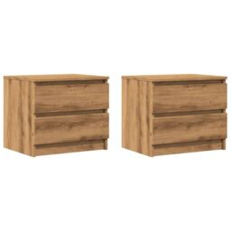 Berkfield Home Bedside Cabinets 2 pcs Artisan Oak 50x40x43.5 cm Engineered Wood in Brown - thumbnail 2