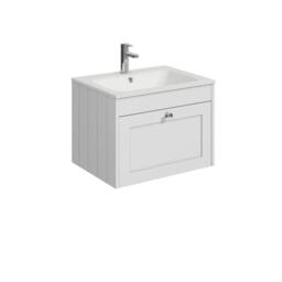 Balterley 600mm Wall Hung 1 Drawer Unit & Stone Basin 1 Tap Hole - Satin White