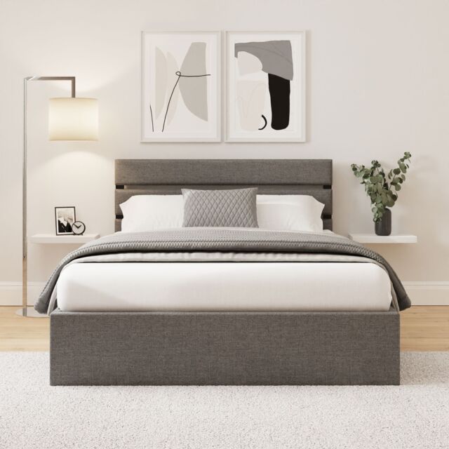 GFW Hudson End Lift Ottoman Bed in Grey - Size: Small Double - image 1