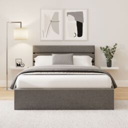 GFW Hudson End Lift Ottoman Bed in Grey - Size: Small Double - thumbnail 1