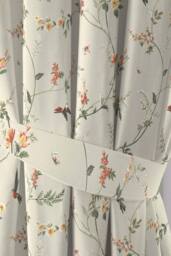 Dreams & Drapes 'Darnley' Nature Inspired Print Pair of Pencil Pleat Curtains With Tie-Backs in Coral - Size: 229 cm width x 183 cm drop - thumbnail 3