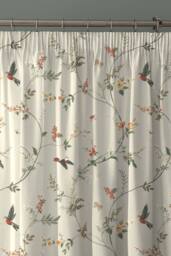 Dreams & Drapes 'Darnley' Nature Inspired Print Pair of Pencil Pleat Curtains With Tie-Backs in Coral - Size: 229 cm width x 183 cm drop - thumbnail 2