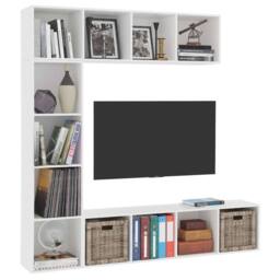 Berkfield Home 3 Piece Book/TV Cabinet Set White 180x30x180 cm - Size: 180 x 30 x 180 cm - thumbnail 3
