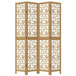 Berkfield Home Room Divider 4 Panels Brown Solid Wood Paulownia - thumbnail 4