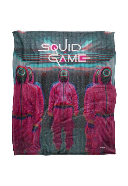 Netflix Squid Game Pink Guards Scene Officially Licensed Silky Touch Super Soft Throw Blanket 152 x 127 cm in White - image 1