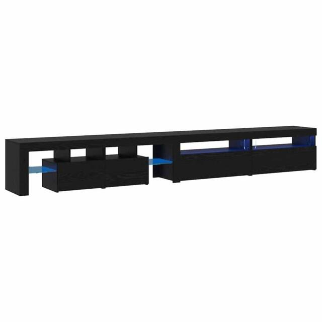 Berkfield Home TV Cabinets 3 pcs with LED Lights Black Oak Engineered Wood - image 1
