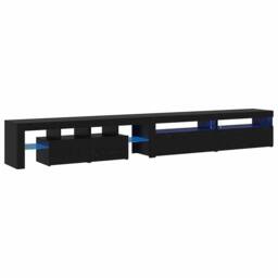 Berkfield Home TV Cabinets 3 pcs with LED Lights Black Oak Engineered Wood - thumbnail 1