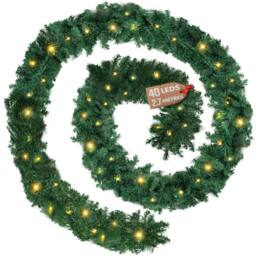 Globrite Pine Christmas Garland Pre Lit Fireplace Christmas Decoration 6ft/1.8M in Green - thumbnail 1