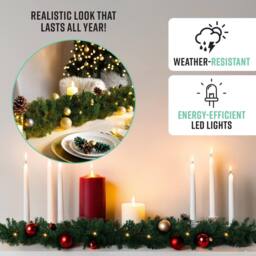 Globrite Pine Christmas Garland Pre Lit Fireplace Christmas Decoration 6ft/1.8M in Green - thumbnail 3
