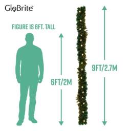 Globrite Pine Christmas Garland Pre Lit Fireplace Christmas Decoration 6ft/1.8M in Green - thumbnail 5