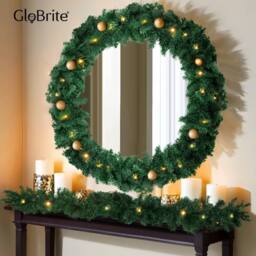 Globrite Pine Christmas Garland Pre Lit Fireplace Christmas Decoration 6ft/1.8M in Green - thumbnail 6