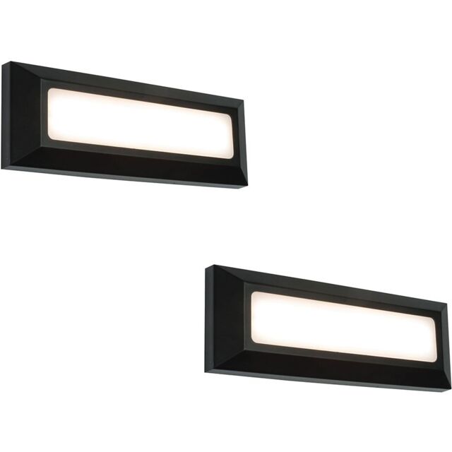 Loops 2 PACK Outdoor IP65 Pathway Guide Light - Direct 3W Warm White LED - Black ABS - image 1