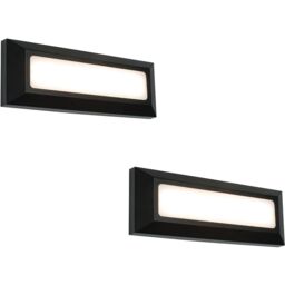 Loops 2 PACK Outdoor IP65 Pathway Guide Light - Direct 3W Warm White LED - Black ABS