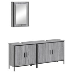 Berkfield Home 3 Piece Bathroom Furniture Set Grey Sonoma Engineered Wood - thumbnail 2