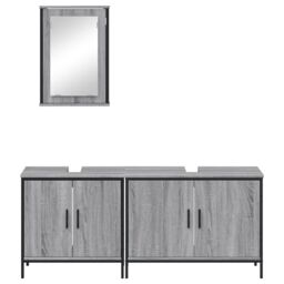 Berkfield Home 3 Piece Bathroom Furniture Set Grey Sonoma Engineered Wood - thumbnail 6