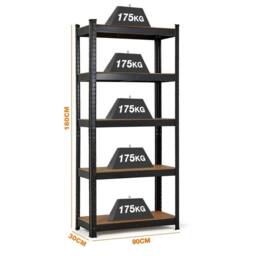 EONLION Black Large 5 TIER GARAGE SHELVES SHELVING UNIT - Size: 1000mm × 2000mm - thumbnail 2