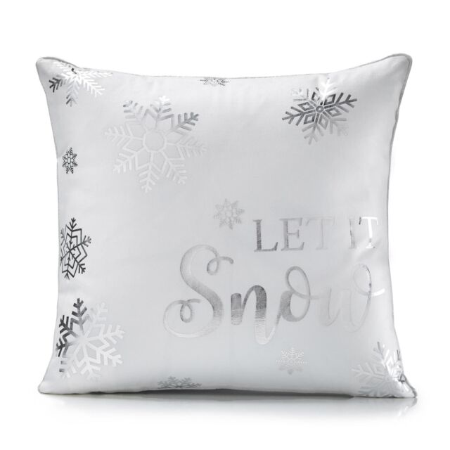Luxury Living Christmas Let It Snow Decorative Cushion Cover 45cm x 45cm in White - Size: 45 cm x 45 cm - image 1