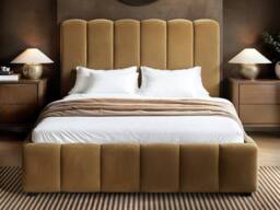 Solace+Co Emilie Ribbed Ottoman Bed Mocha Velvet in Brown - Size: King - thumbnail 4