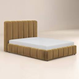 Solace+Co Emilie Ribbed Ottoman Bed Mocha Velvet in Brown - Size: King - thumbnail 6