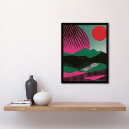 "Artery8 Wall Art Print Abstract Polka Dot Pattern Landscape Pop Art Framed Poster in Black - Size: W12"" x H16""" - thumbnail 4