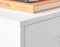 FurnitureboxUK Taylor Painted Wooden Bedside Table With 2 Drawers & Gold Handles in White - thumbnail 3