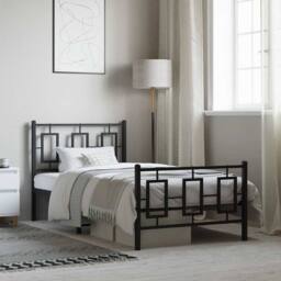 Berkfield Home Metal Bed Frame without Mattress with Footboard Black 90x200cm - Size: 90x200 cm - thumbnail 2