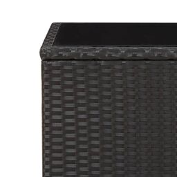 Berkfield Home Tea Table with Glass Top Black Poly Rattan&Tempered Glass - thumbnail 5