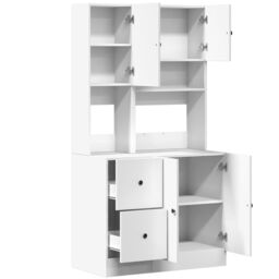 Berkfield Home Kitchen Cabinet White 95x50x180 cm Engineered Wood - Size: 95 x 50 x 180 cm - thumbnail 7