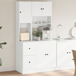 Berkfield Home Kitchen Cabinet White 95x50x180 cm Engineered Wood - Size: 95 x 50 x 180 cm