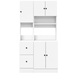 Berkfield Home Kitchen Cabinet White 95x50x180 cm Engineered Wood - Size: 95 x 50 x 180 cm - thumbnail 4