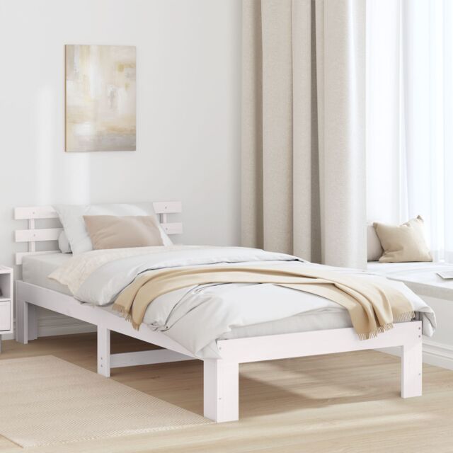 Berkfield Home Pine Wood Bed Frame White Wood 80 x 200 cm White Bed Frame - image 1